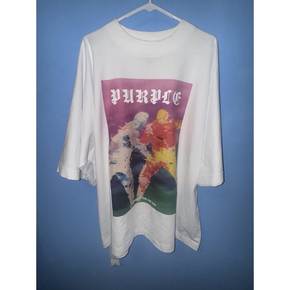 Purple Brand Mens T-Shirt Size XL White Endure Til The End Graphic Streetwear